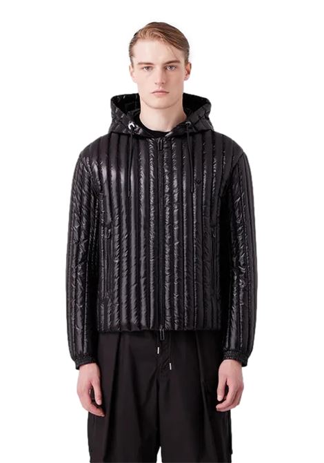 Piumino con cappuccio water repellent in nylon matelassé verticale EMPORIO ARMANI | Giubbotti | 6R1B79 1NKZZ0999